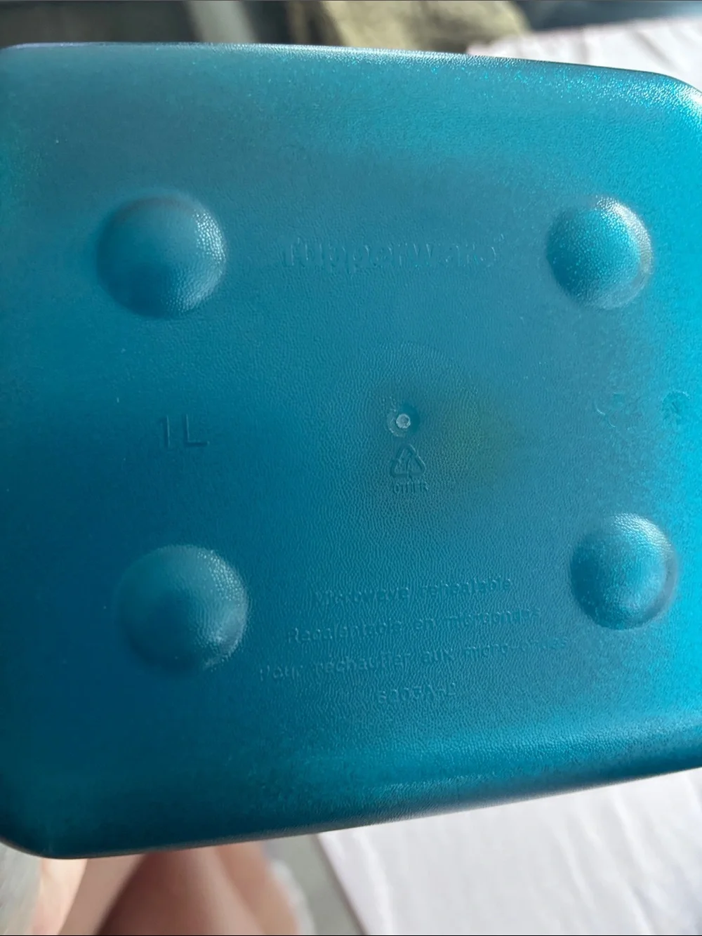 Tupperware Teal Blue Containers with Lime Green Vents (Pair)